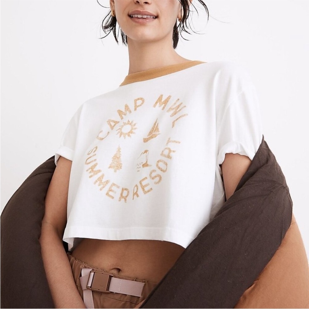 NWT MWL Camp Resort Ringer Crop Tee